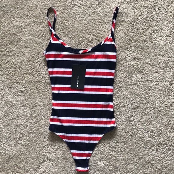 Fashion Nova Tops - Fashion Nova Striped BodySuit